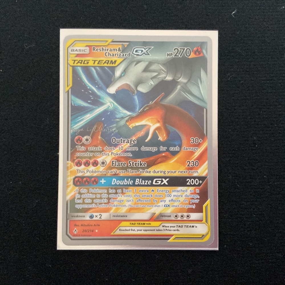 Reshiram and charizard gx Pokémon card